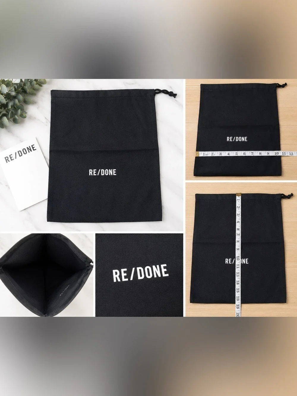 RE/DONE Black Drawstring Dust Bag Storage Pouch